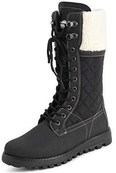 Polar Faux Fur Warm Thermal Waterproof Outdoor Walking Snow Winter Rubber Sole Wadenstiefel schwarz beige