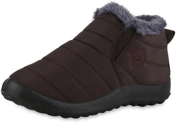 VAN HILL Damen Winter Boots Flach Gesteppt Bequem 216544 braun