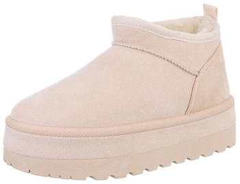 Ital Design Stiefeletten Plateaustiefeletten Wildlederoptik beige