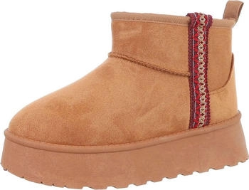 Ital Design Stiefeletten Plateaustiefeletten Textil camel 3897-