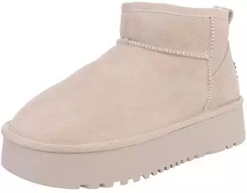 Ital Design Snow Boots with Decorative Fur (7210) beige