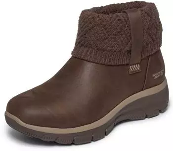 Skechers Easy Going Winter Ankle Boot with Knit Insert on Shaft schokolade