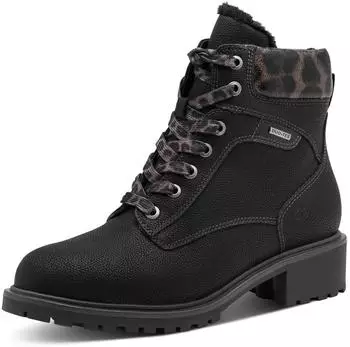 Tamaris Ankle Boot 1-26266 with Zip & Lacing, DuoTex & TOUCH-IT, Flat Sole braun/schwarz