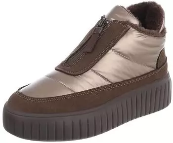 Ital Design Women's Ankle Boots with Zipper and Flat Sole, Round Toe braun