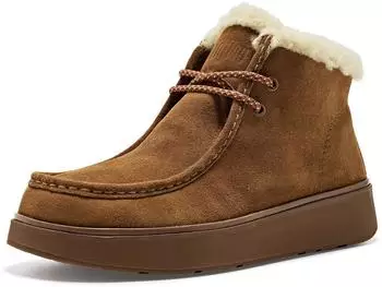FitWear Gen-FF Suede Shearling Lace Up Boots terracotta tan