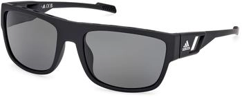 Adidas Sport SP0082 02A Sonnenbrille Mattschwarz Grau Quadratisch Polarisiert (SP0082-02A)