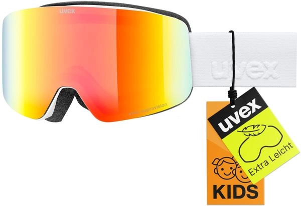uvex pwdr FM, Skibril Unisex kinderen, black matt/red-clear, one size uvex pwdr FM, Skibril Unisex kinderen, black matt/red-clear, one size