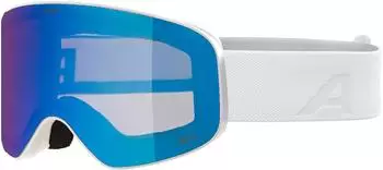 Alpina Sports Slope Q-Lite Skibrille, wei&szlig; matt, mirror blau (S2)
