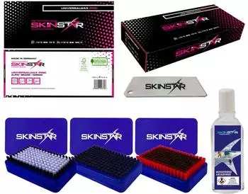 SkinStar Starter Set 6-teilig 3 x Bürsten Abziehklinge Waxentferner Skiwachs (WK8B7-BLUE)