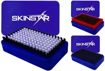 SkinStar 3er SET Ski Belagsbürsten BaseBrush Nylon Rooshaar u. Kufper/Bronze bl (SK-3erblau)