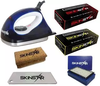 SkinStar Starter Ski Wachs Set Wachsbügeleisen Bürste Hydrocarbonwachs 6-teilig (SK4B6)