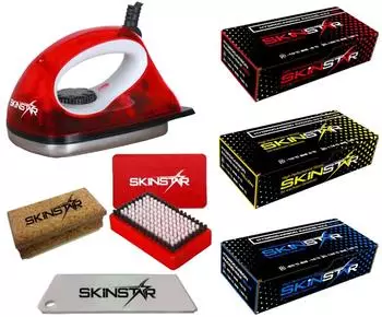 SkinStar Starter Ski Wachs Set Wachsbügeleisen Bürste Hydrocarbonwachs 7-teilig (SK7R7)