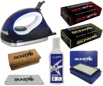 SkinStar Starter SKI Wachs Set Wachsbügeleisen Bürste Hydrocarbonwachs 7-teilig (SK6B7WSE-32243)