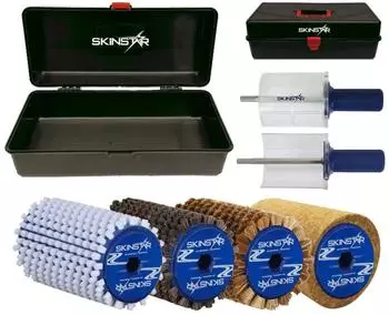 SkinStar Komplett Bürsten Set Rotorbürste WorldCup Wachskoffer 7-teilig 100mm (KORK-ST-NY-RO-KU-KOFFER-100mm)