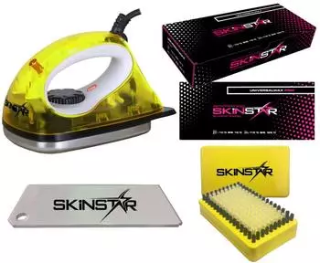 SkinStar Starter SKI Wachs Set Wachsbügeleisen Bürste wachs Gelb (SK1G4)