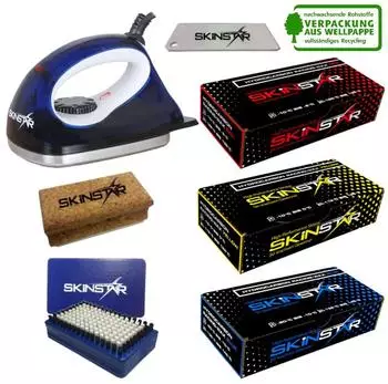 SkinStar Starter Ski Wachs Set Wachsbügeleisen Bürste Hydrocarbonwachs 7-teilig (SK7B7)