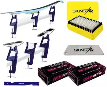 SkinStar Skispanner Profi Langlauf LL Skiwachs-Set Skiwax Skihalterung 6-teilig (WK17G7-GELB)