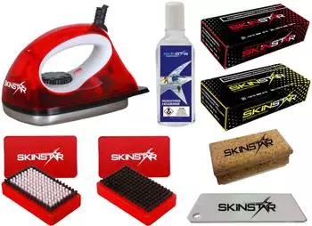 SkinStar Starter SKI Wachs Set Wachsbügeleisen Bürste Hydrocarbonwachs 8-teilig (SK11R8)