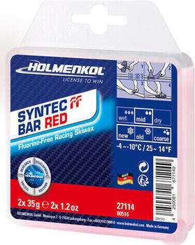 Holmenkol Syntec FF fluorfreies Rennwachs - Bar 70 g (-4° bis -10°C Bügelwachs) red