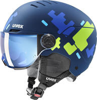 Uvex S56626305708013, uvex Rocket Jr. Visor Kinderskihelm (54-58 cm, 80 blue puzzle