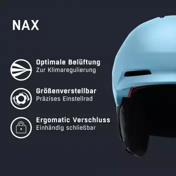 Alpina NAX Skihelm smoke-blue matt – Alpina NAX Skihelm smoke-blue matt – zertifizierter Schutz nach EN 1077 B für sichere Pistenabfahrten