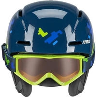 Uvex S56S31705710105, uvex Viti Kinder Skihelm Set (46-50 cm, 11 blue puzzle)