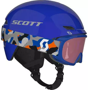 Scott Junior Keeper 2 Helm + Jr Witty Brille Combo blue grey