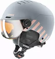 Uvex S56626305707010, uvex Rocket Jr. Visor Kinderskihelm (51-55 cm, 70 rhino/blush