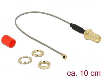 DeLock Antennenkabel RP-SMA (Buchse zum Einbau) > MHF (Stecker), Adapter grau/gold, 10cm