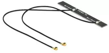 DeLock WLAN 802.11 ac/a/h/b/g/n Doppelantenne 2 x MHF Stecker 5 dBi 250 mm PCB intern Klebemontage