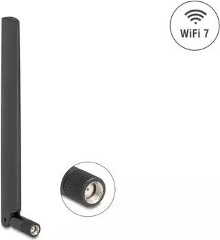 DeLock WiFi7 Antenne RP-SMA schwarz, omnidirektional, Kippgelenk