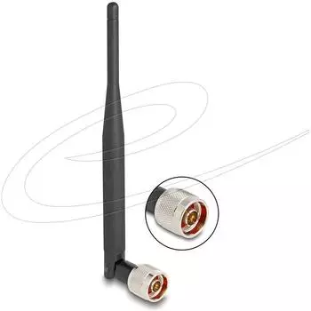DeLock WiFi 7 Antenne N-Stecker 2-3dBi omnidirektional mit Kippgelenk, schwarz (90735)
