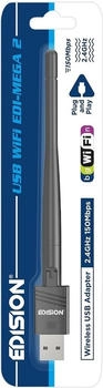 Edision WLAN Stick EDI-Mega 2 USB WiFi 150 Mbps mit Antenne (07-02-0003) Edision WLAN Stick EDI-Mega 2 USB WiFi 150 Mbps mit Antenne (07-02-0003)