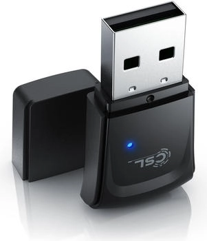 CSL WLAN 300 Mbit/s USB Stick Adapter - WiFi Adapter – Verschlüsselung WEP WPA WPA2 – 2,4 Ghz 2T2R – Verstärkung 18 dBm – für Windows 7 - 11 (304463)