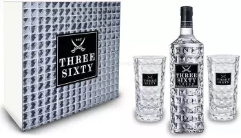 Three Sixty 37,5% 1L Geschenkset 2 Gl&auml;ser eckig
