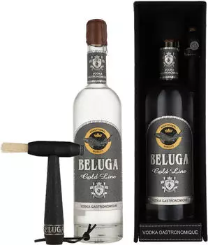 Beluga Beluga Gold Line 40% Vol. 0,7l in Geschenkbox aus Leder mit Pinsel