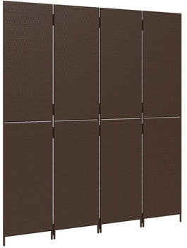 vidaXL Polyrattan Room Divider 4 panels brown