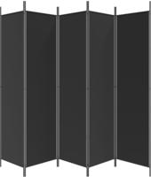 vidaXL 5-tlg. Paravent Schwarz 250x200 cm Stoff