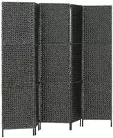 vidaXL 5-teiliger Paravent Schwarz 193&times;160 cm Wasserhyazinthe