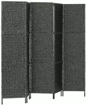 vidaXL Paravent Wasserhyazinthe 5-tlg. 193x160cm schwarz
