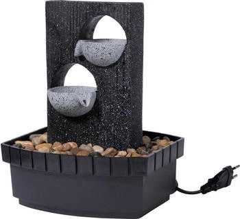 Dobar Brunnen mit Pumpe Steinoptik 20,5 x 16,5 x 26 cm Polyresin grau/schwarz (96412e)