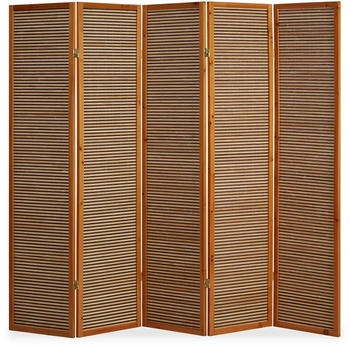 Homestyle4u Paravent Bambus Innen Holz 5 teilig Braun