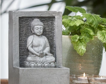 Lumineo Zimmerbrunnen Buddha Keramik 23 cm grau (894219)