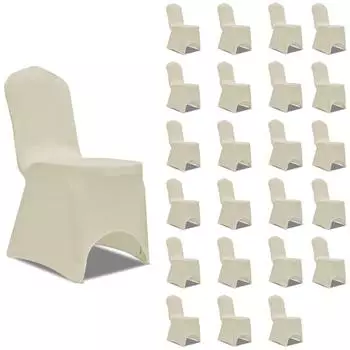 vidaXL Stretch-Stuhlhussen Creme 24 Stk. (3051642)