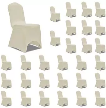 vidaXL Stretch-Stuhlhussen Creme 30 Stk. (3051643)