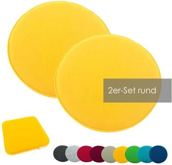 Heimtexland Sitzkissen Set Filz Typ631 2er Set 35 cm Rund Gelb