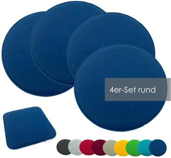 Heimtexland 4er Pack Sitzkissen Filz rund Typ631 Marineblau 35x35 cm
