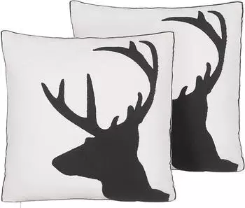 Beliani 2 Kissen Rentier-Kopf 45 x 45 cm