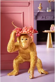 KARE Deko Figur Butler Playing Chimp Gold 52cm