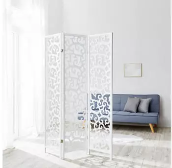 Homestyle4u 3-tlg. Paravent in Wei&szlig; 130x175 cm 895